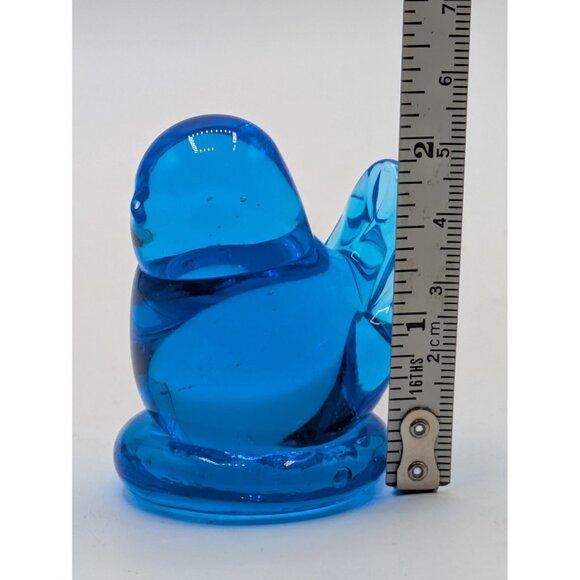 Bluebird of Happiness Leo Ward 1994 Signed Miniature Blue Glass Sculpture 2" - Picture 7 of 7